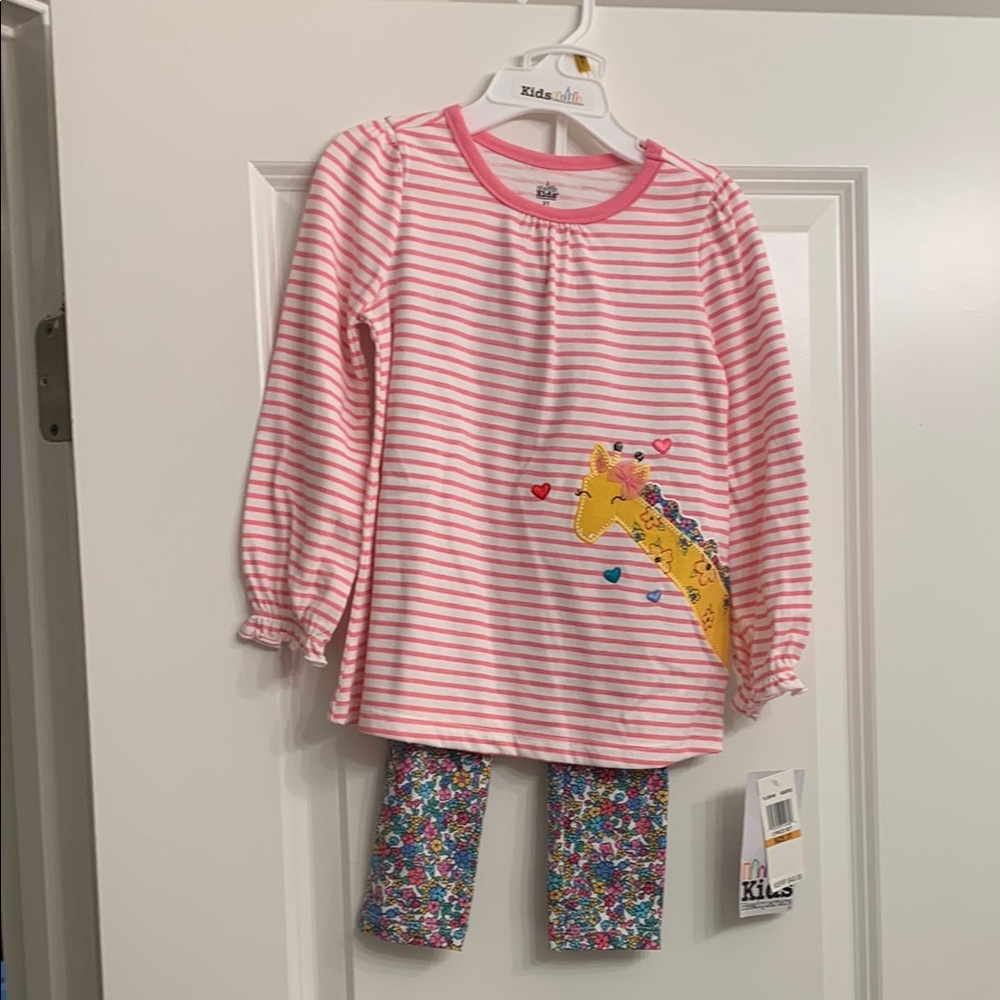 Kids 2-piece Set - Pink Striped Unicorn